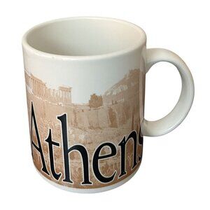 2002 Starbucks Athens Greece City Collector Series Mug 16oz Beige Coffee Cup